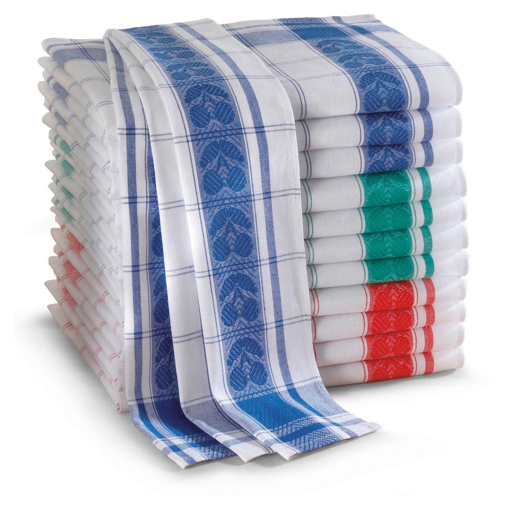 Torchon standard en coton - Couleurs assortis - Lot de 12