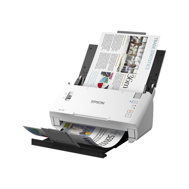 Epson WorkForce DS-410 - Scanner de documents - Capteur d'images de contact (CIS) - Recto-verso - A4 - 600 dpi x 600 dpi - jusqu' 26 ppm (mono) / jusqu' 26 ppm (couleur) - Chargeur automatique de documents (50 feuilles) - jusqu' 3000 pages par jour - USB 2.0