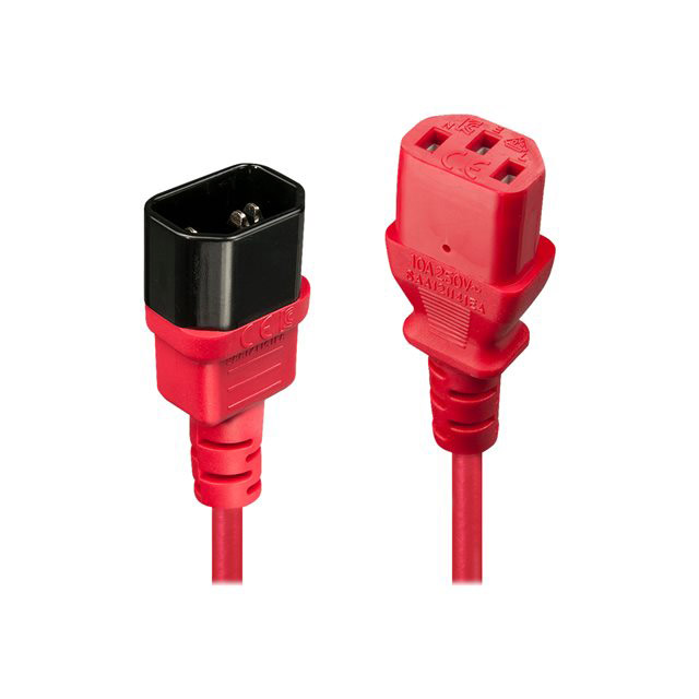 Lindy 30476 c�ble �lectrique noir, rouge 0,5 m coupleur c14 coupleur c13