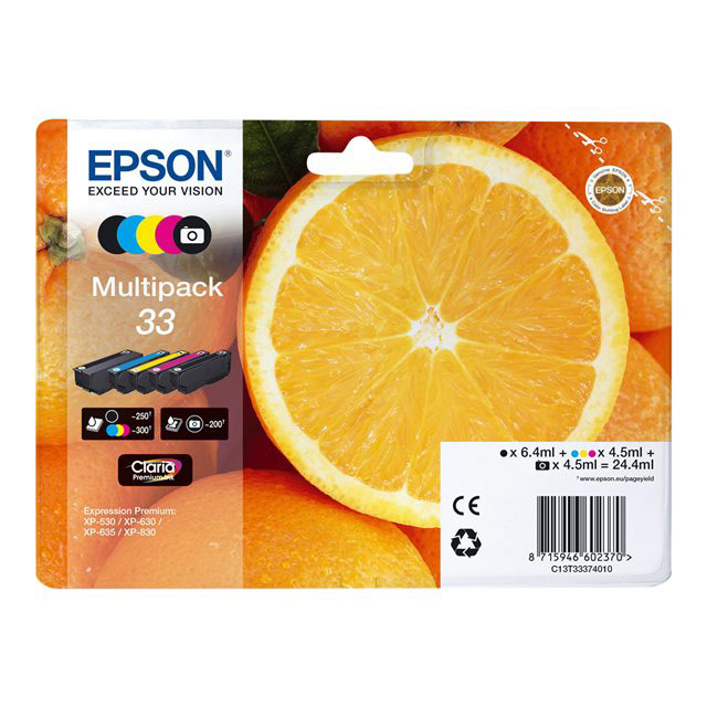 Cartouches pour imprimantes - Epson oranges multipack 5-colours 33 claria premium ink