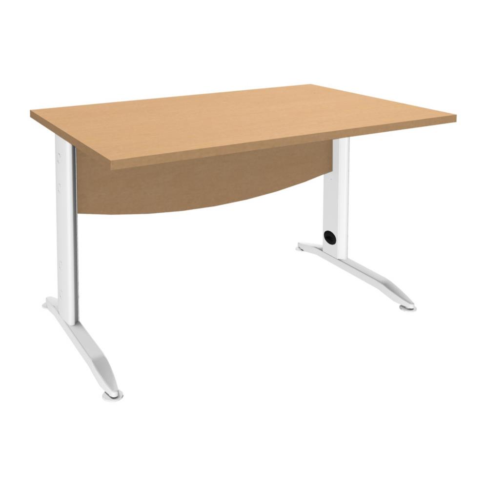 Bureau droit Impact m�tal - L 120 x P 80 cm - plateau h�tre - pieds L blancs