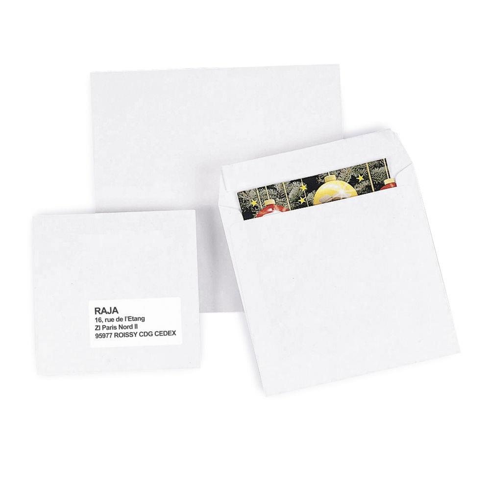 Enveloppe carre blanche - 165 x 165 mm - sans fentre - fermeture auto-adhsive - papier vlin 120 g