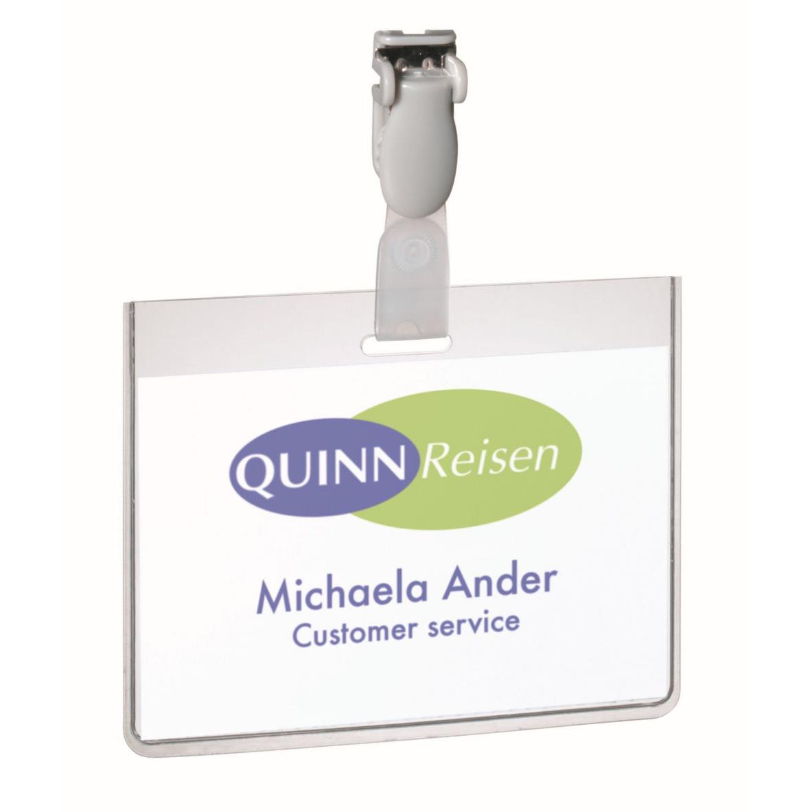 Badge ferm  clip Durable - 60 x 90 mm - Transparent (paquet 25 units)