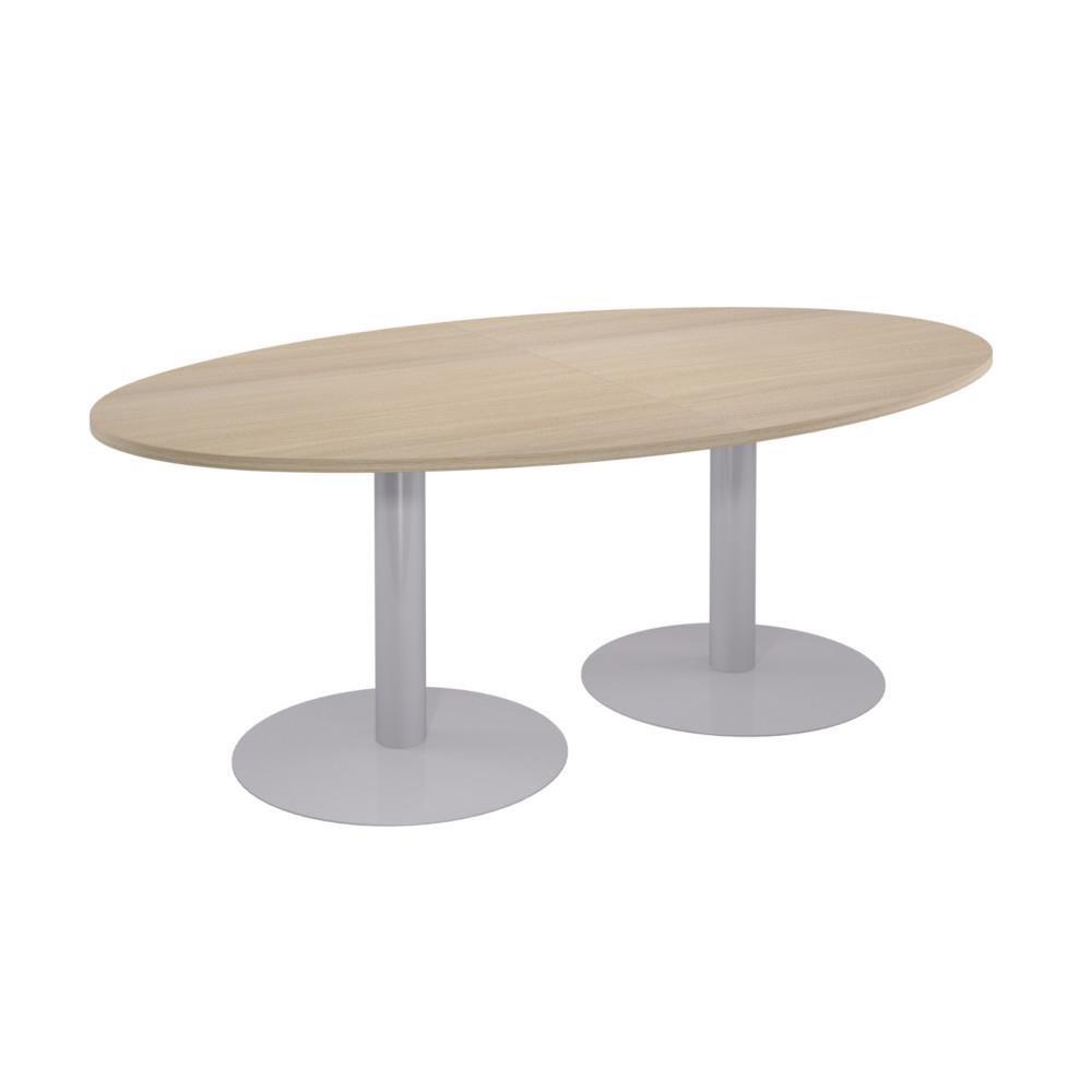 Table Modulaire ovale - pi�tement tulipe aluminium - plateau ch�ne