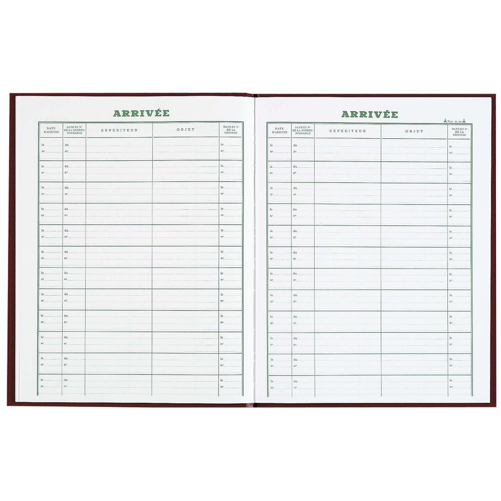 Cahier pour enregistrement du courrier arrive - 24x32 cm - 160 pages
