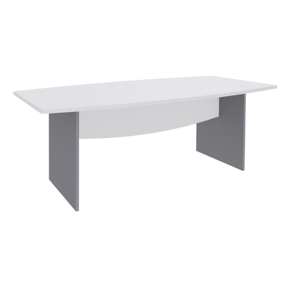 Table tonneau Impact 2 - L 200 x P 100 cm - plateau blanc pieds alu
