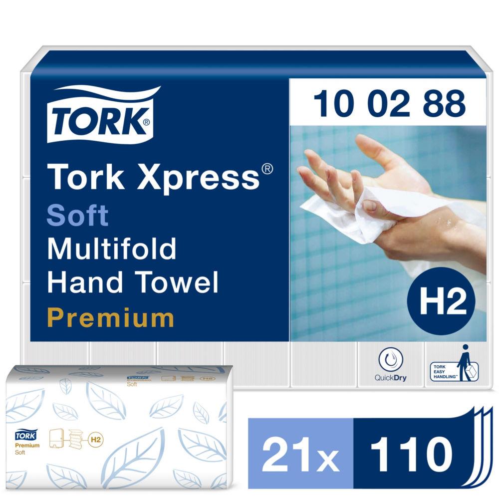 Essuie-mains Tork Xpress interfolis doux  - 100288 - qualit premium - 21 paquets de 110 feuilles - pour TORK H2