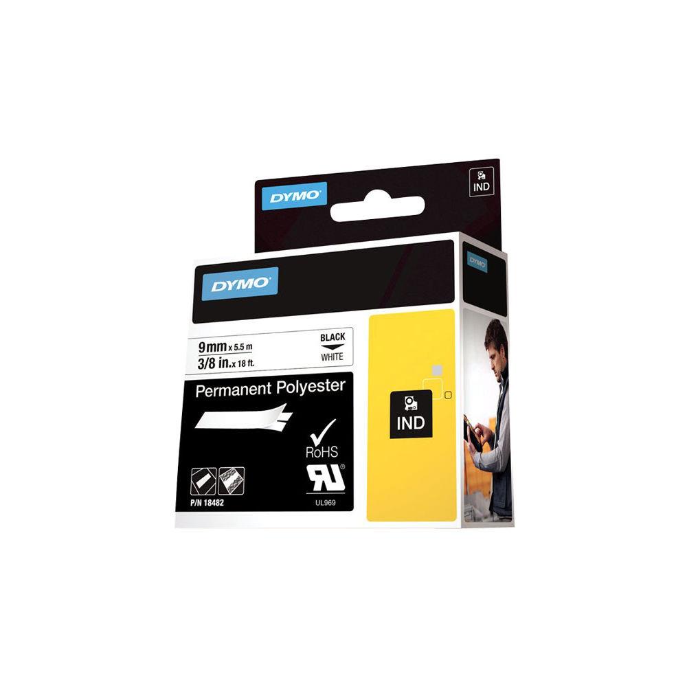 Ruban Rhinopro - Dymo - noir/blanc - 9 mm x 5,5 m