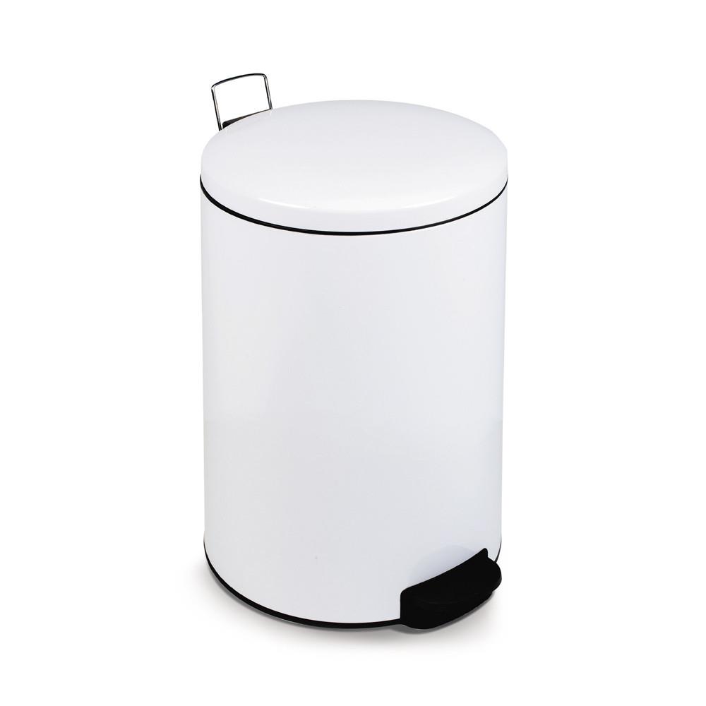 Poubelle  pdale 20 L en acier poxy - Blanc