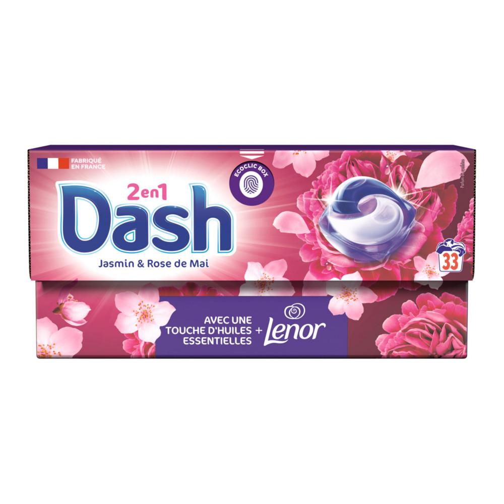 Lessive en capsules Dash Pods - Parfum Jasmin et rose - Bote de 33 doses