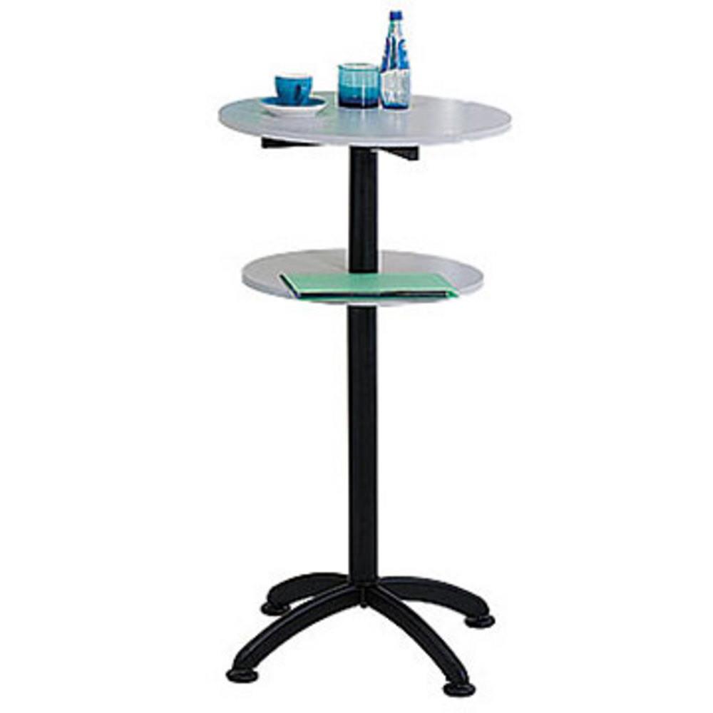 Gu�ridon caf�t�ria - plateau gris , pi�tement noir