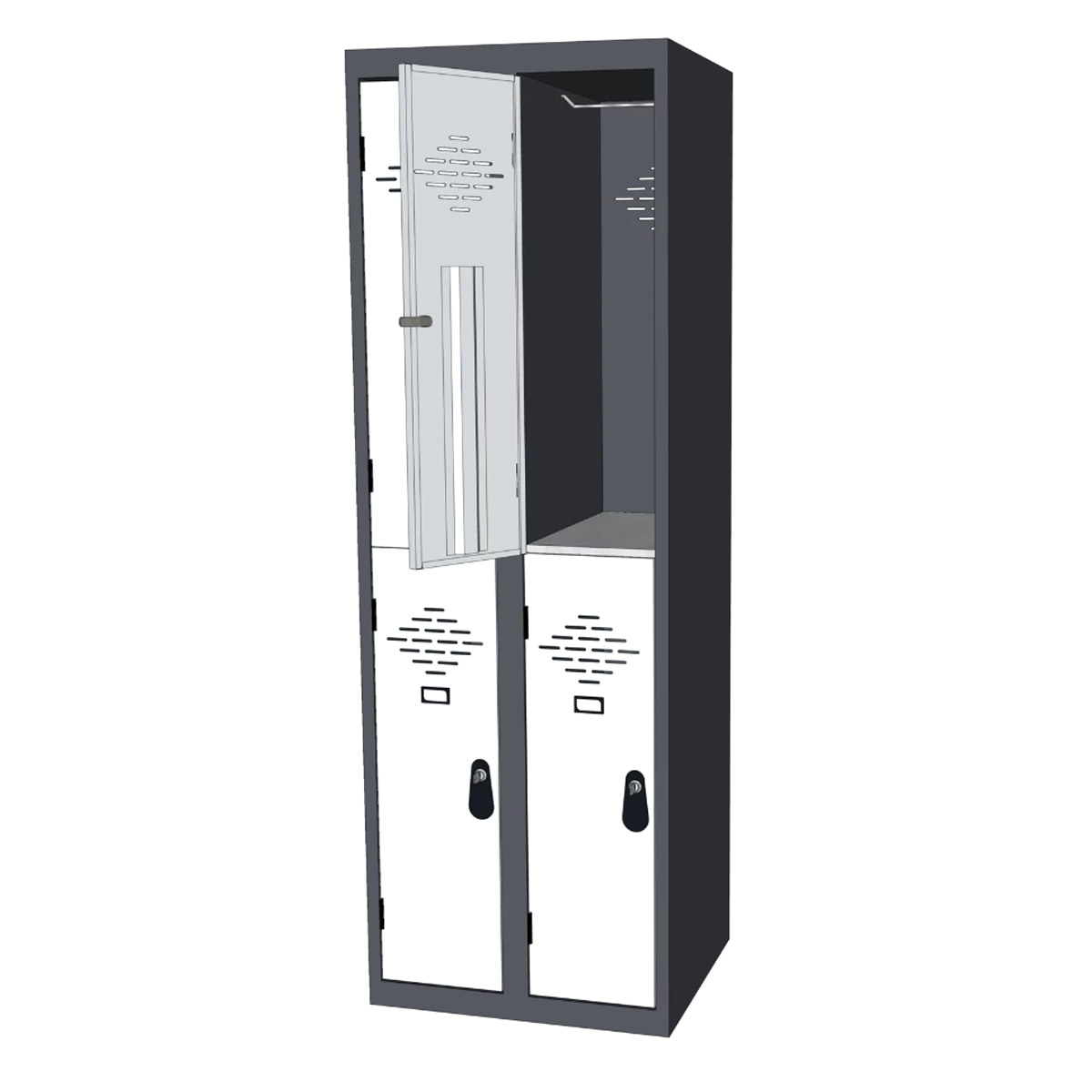 Vestiaire multi-casiers Zephyr - 2 casiers - 2 colonnes - corps anthracite - portes grises