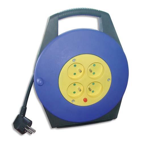 Wonday gae500061 multiprise 10 m 4 sortie(s) ca intrieur & extrieur noir, bleu, jaune