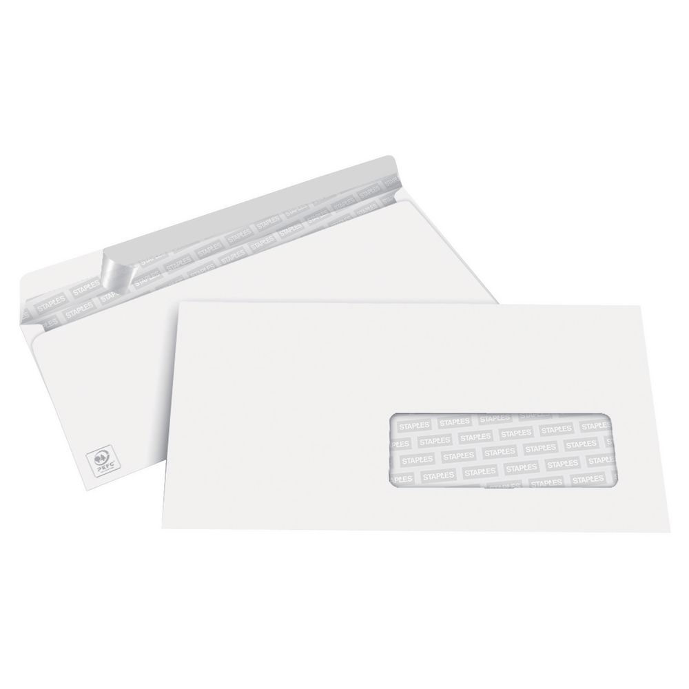 Enveloppes 110x220 1er prix - fentre 35 x 100 - blanches - auto-adhsives - 80g - bote de 500