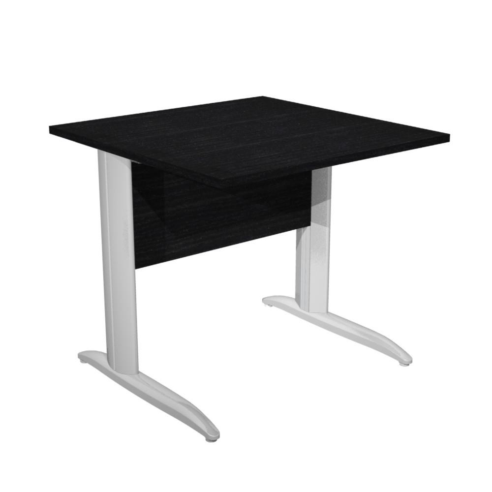 Bureau droit Pulse Mtal - L80 x P80 cm - Plateau Noir - Pieds mtal Chrome