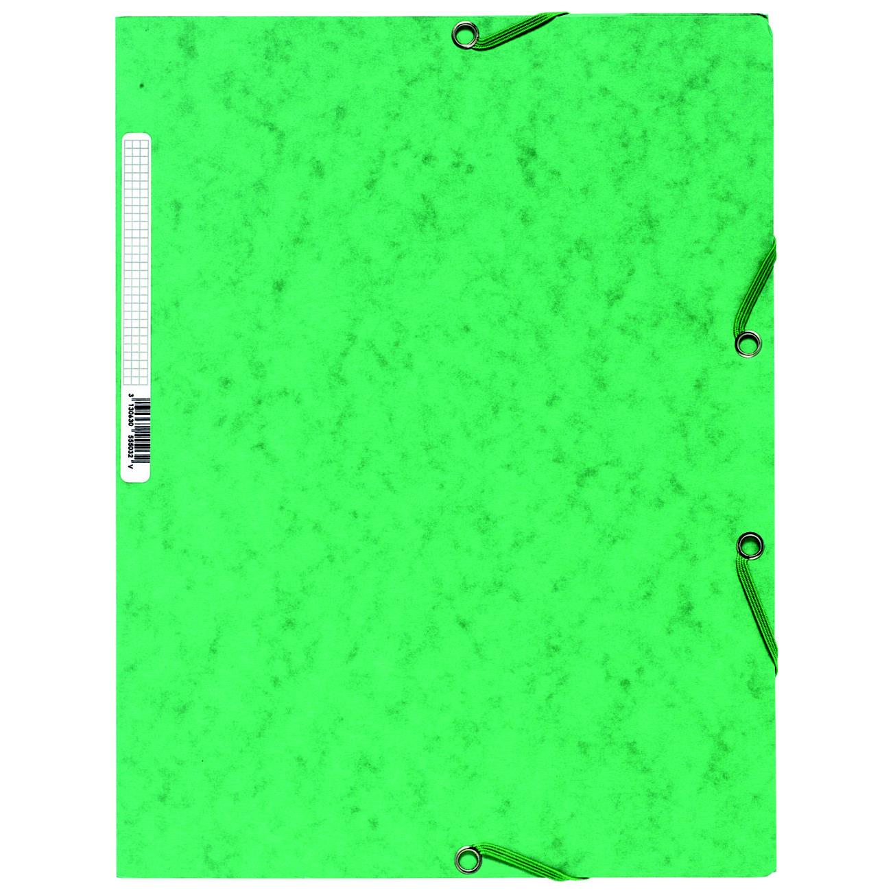 Chemise Exacompta 3 rabats/ lastique - carte lustre 5/10e - 400gr - Format 24x32cm - Coloris vert.
