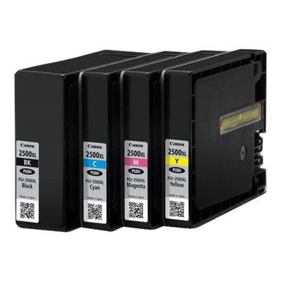 Canon PGI-2500 BK/C/M/Y Multipack - Pack de 4 - noir, jaune, cyan, magenta - originale - coque avec s�curit� - r�servoir d'encre - pour MAXIFY iB4050, iB4150, MB5050, MB5150, MB5155, MB5350, MB5450, MB5455