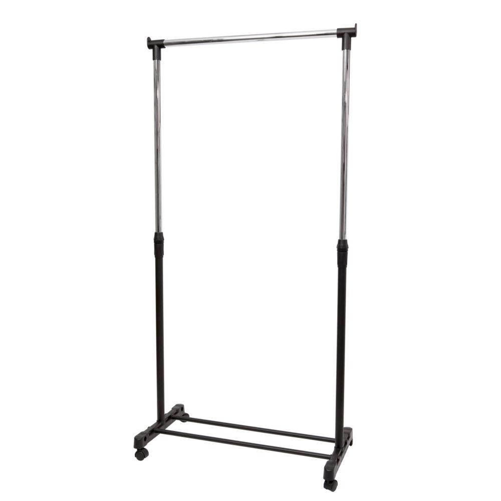 Portant  vtements mobile - plastique et acier - L180 x H82 x P42 cm - noir / gris
