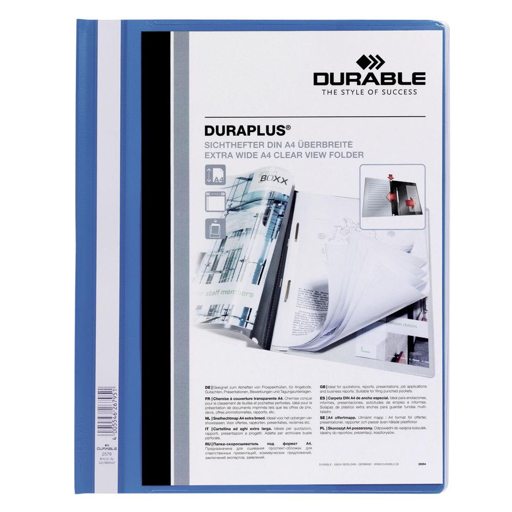 Chemise de prsentation  lamelles personnalisable Durable Duraplus - 24 x 31 cm - bleu