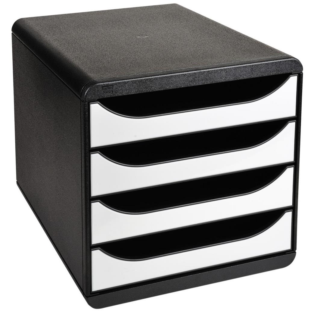 Module de classement Exacompta Big Box glossy 4 tiroirs - A4+ - noir - faades blanches