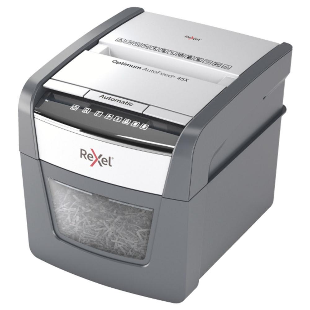 Rexel autofeed 45x destructeur de papier destruction croise 55 db noir, argent