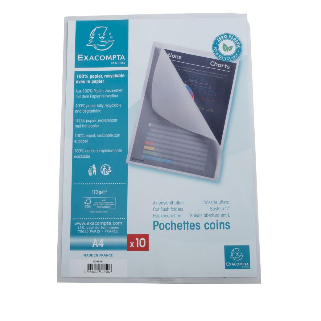 Pochettes coin en papier calque 110g Exacompta - Transparent