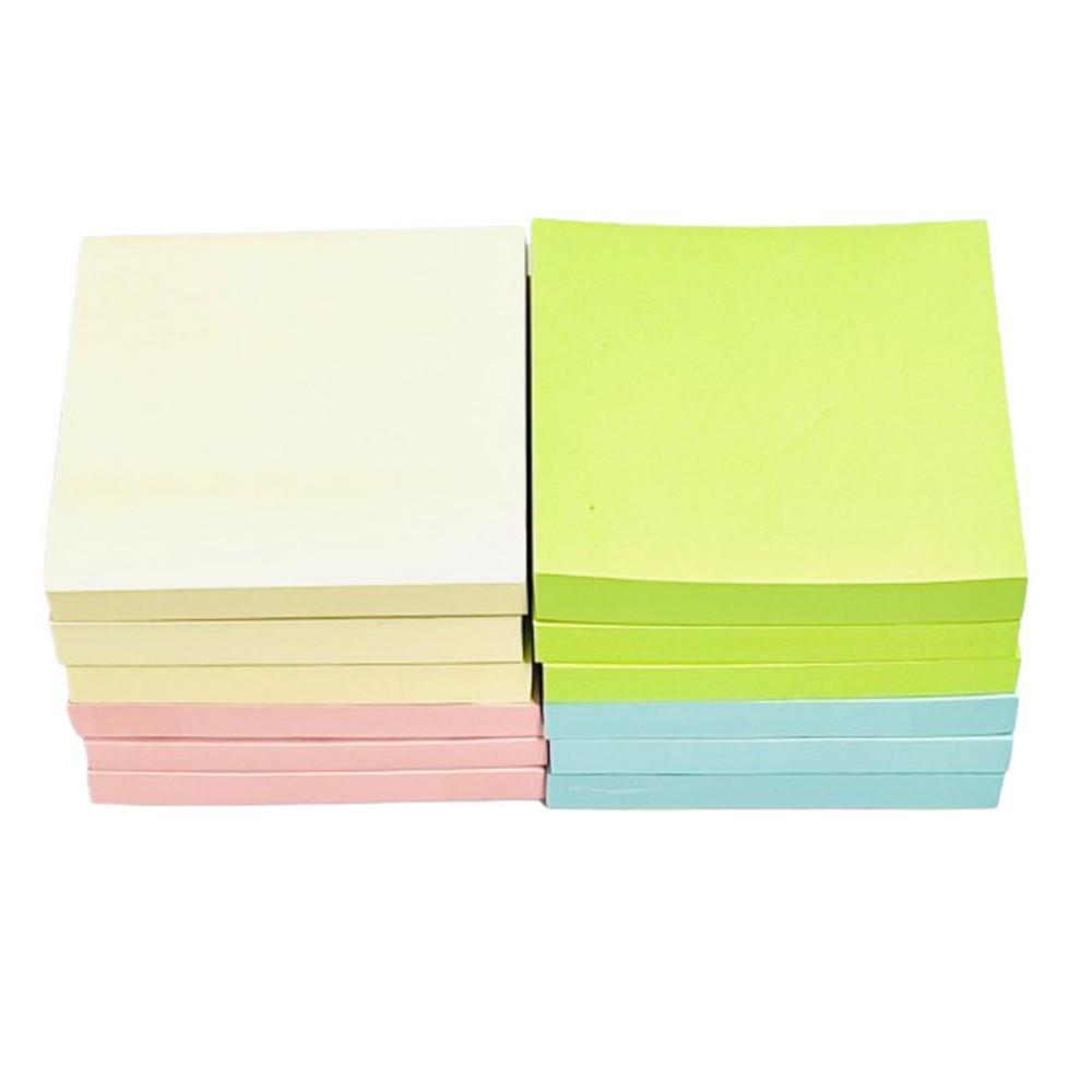 Notes repositionnables Mondoffice sticky 100% recycl�es 76 x 76 mm - Jaune Pastel - Lot 12 blocs de 100 feuilles