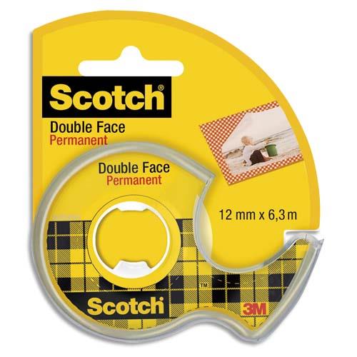 Ruban adhsif double-face transparent Scotch 136 - 12 mm x 6 m - sur devidoir
