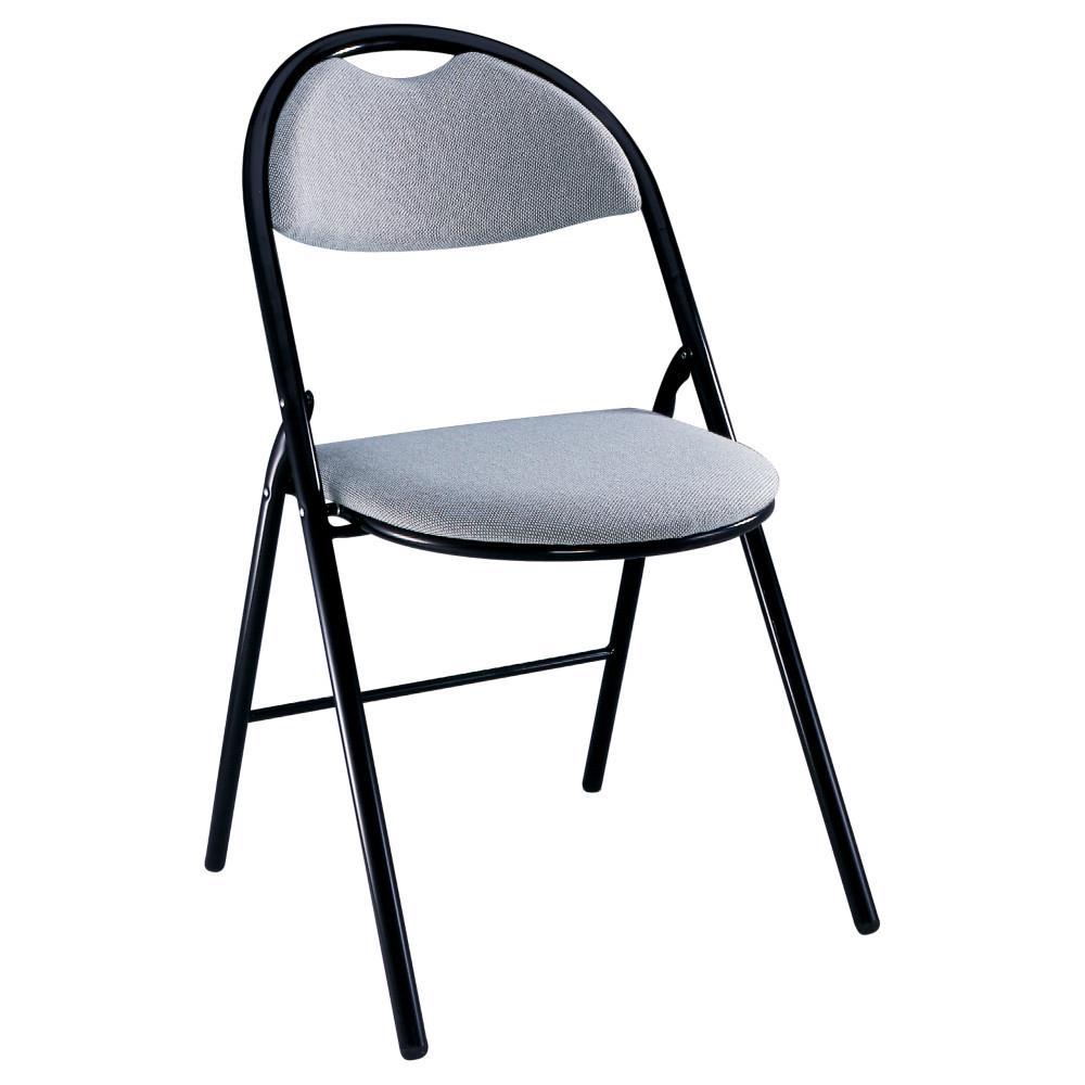 Chaise Kudos - Pliante - tissu gris - pieds mtal noirs