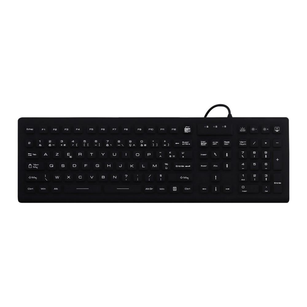 Clavier Filaire TNB m�dical IP68 100% �tanche - AZERTY - Noir