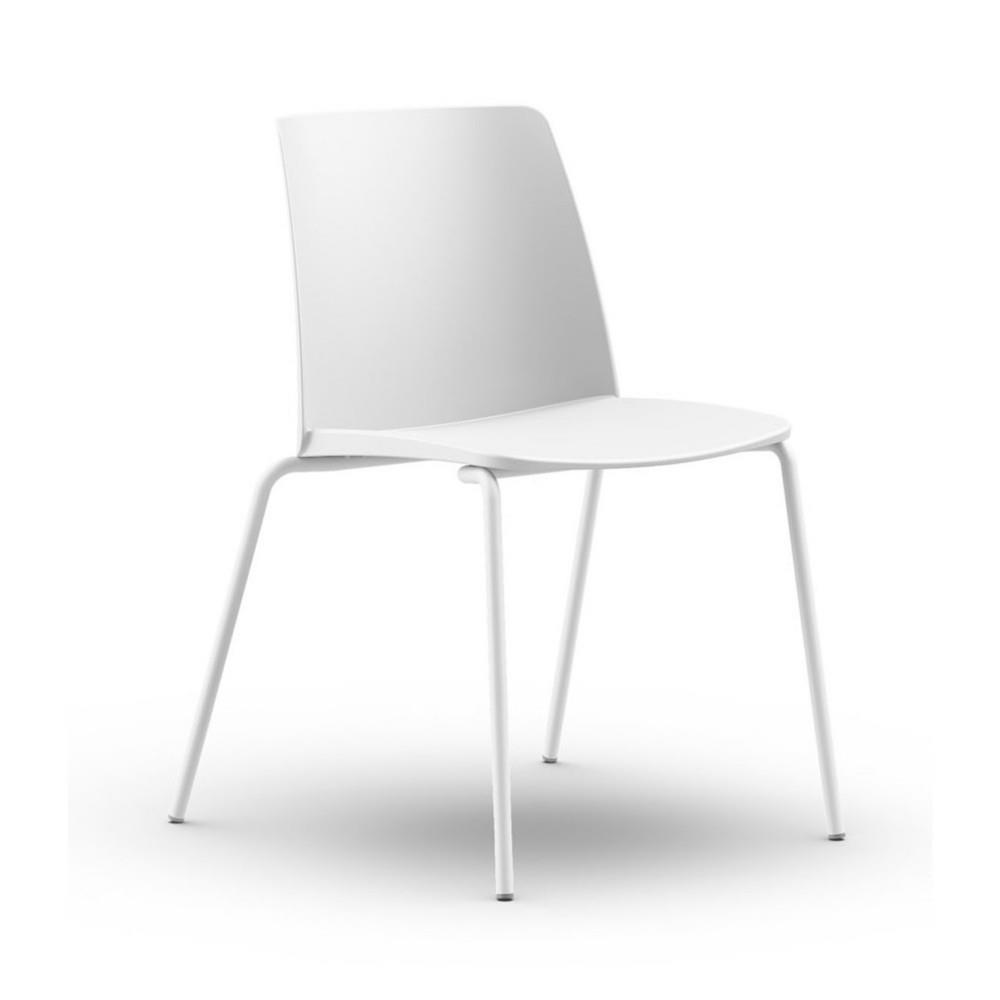 Chaise de runion & visiteur Mila polypropylne pitement mtal - Blanc