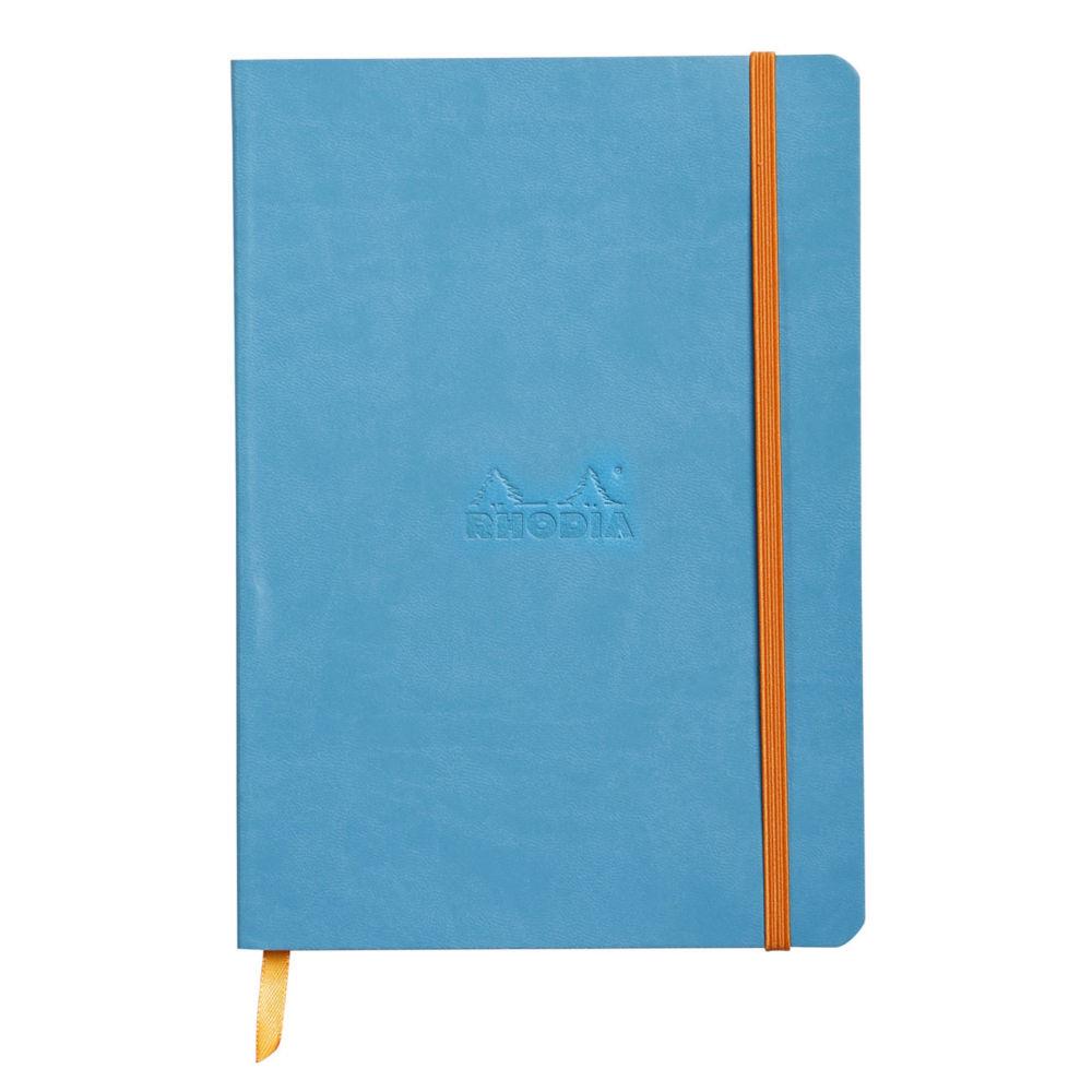 Carnet souple Rhodia Rhodiarama A5 -14,8 x 21 cm 160 pages lignes 90 g/m - Couverture Turquoise avec lastique