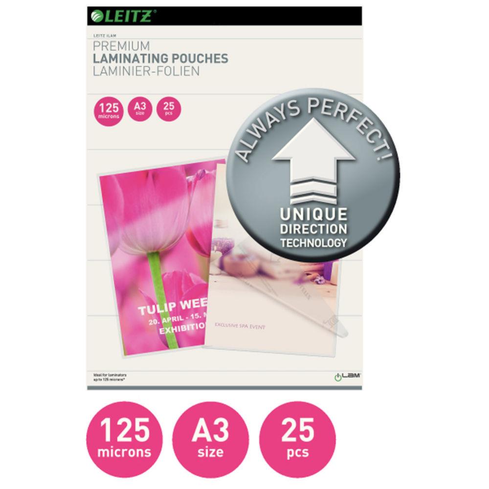Pochettes de plastification Leitz A3 iLAM UDT - Transparente - Epaisseur : 125 microns par face - Bote de 25