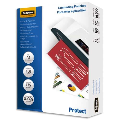 Pochettes Fellowes - A4 - 175 microns - bote de 100