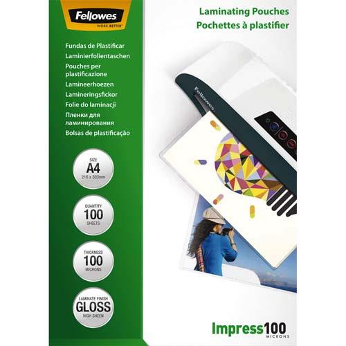 Pochettes Fellowes - A4 - 100 microns - bote de 100
