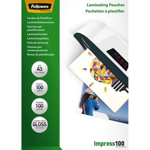 Pochettes Fellowes - A3 - 100 microns - bote de 100