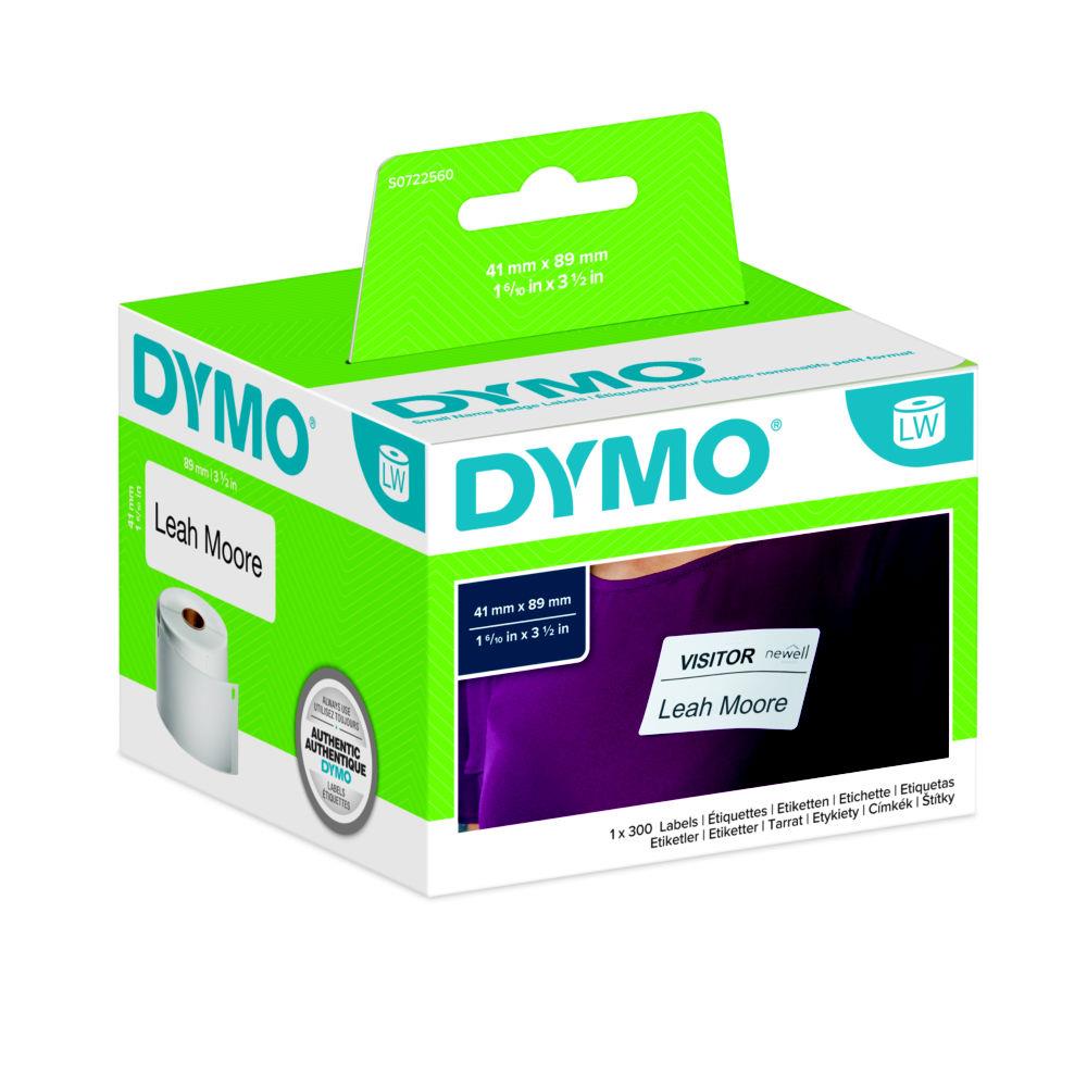 Rouleau de 300 tiquettes badge - Dymo - 89 x 41 mm - blanc