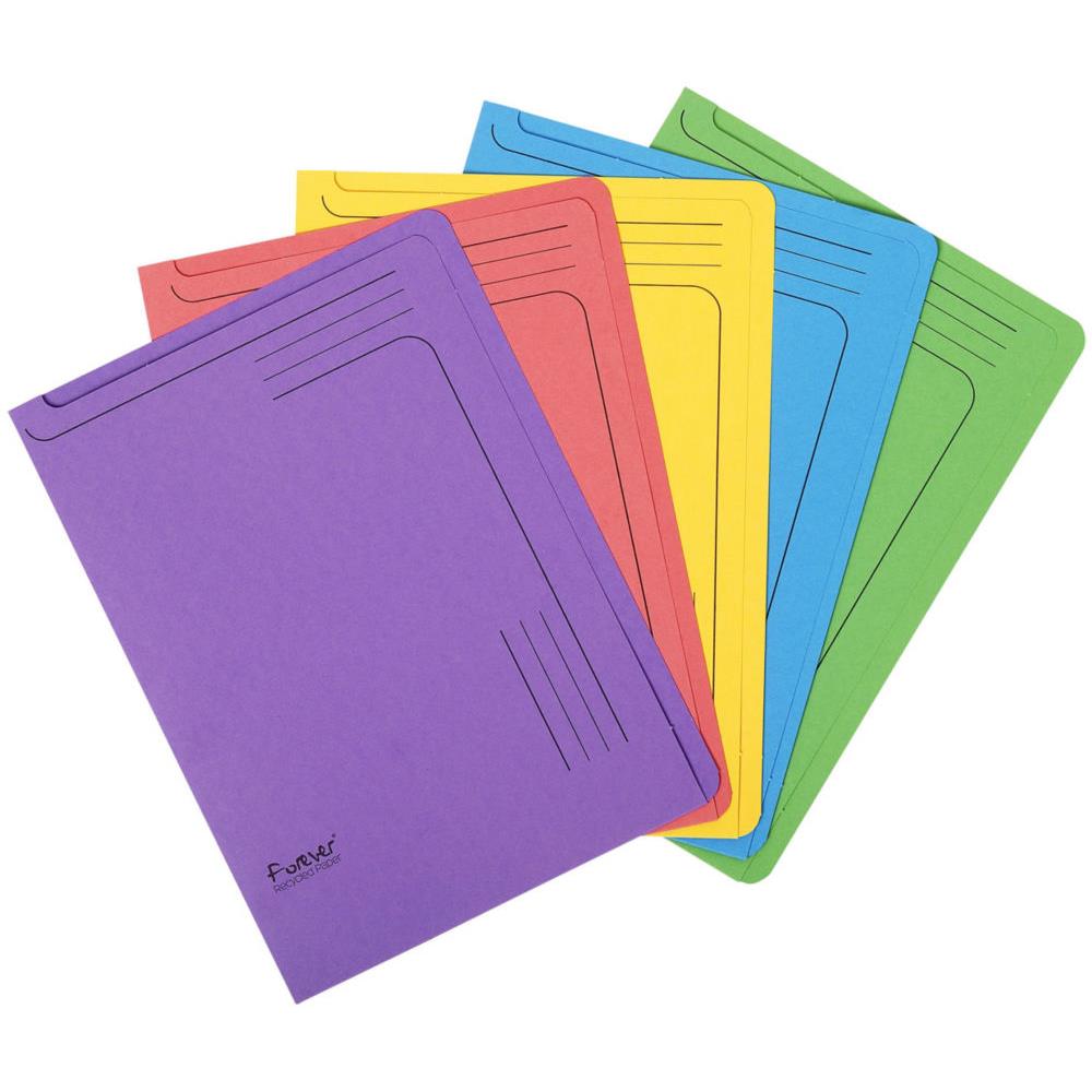 Chemises  glissire Exacompta Forever A4 - 150 feuilles - carton comprim recycl - 220 x 310 mm - couleurs assorties - lot de 5 - paquet 5 units