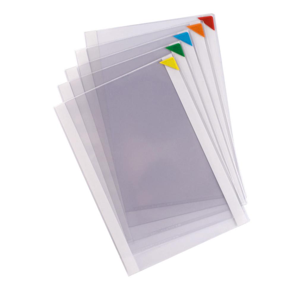 Pochettes d'affichage adhsives DJOIS by Tarifold Kang Easyclic PVC repositionnables A4 - Fermeture coin magntique coloris assortis - Lot de 5
