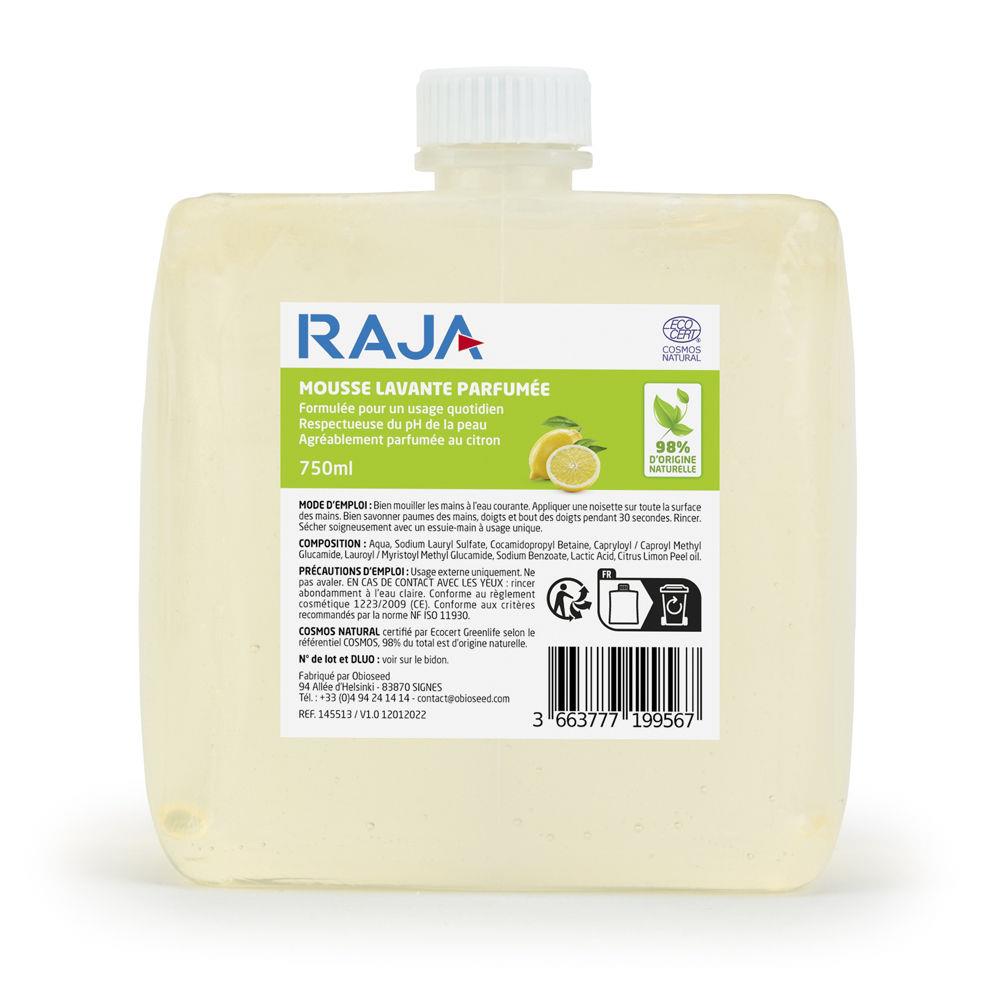 Savon mousse pour les mains RAJA - parfum citron - Cartouche 750ml