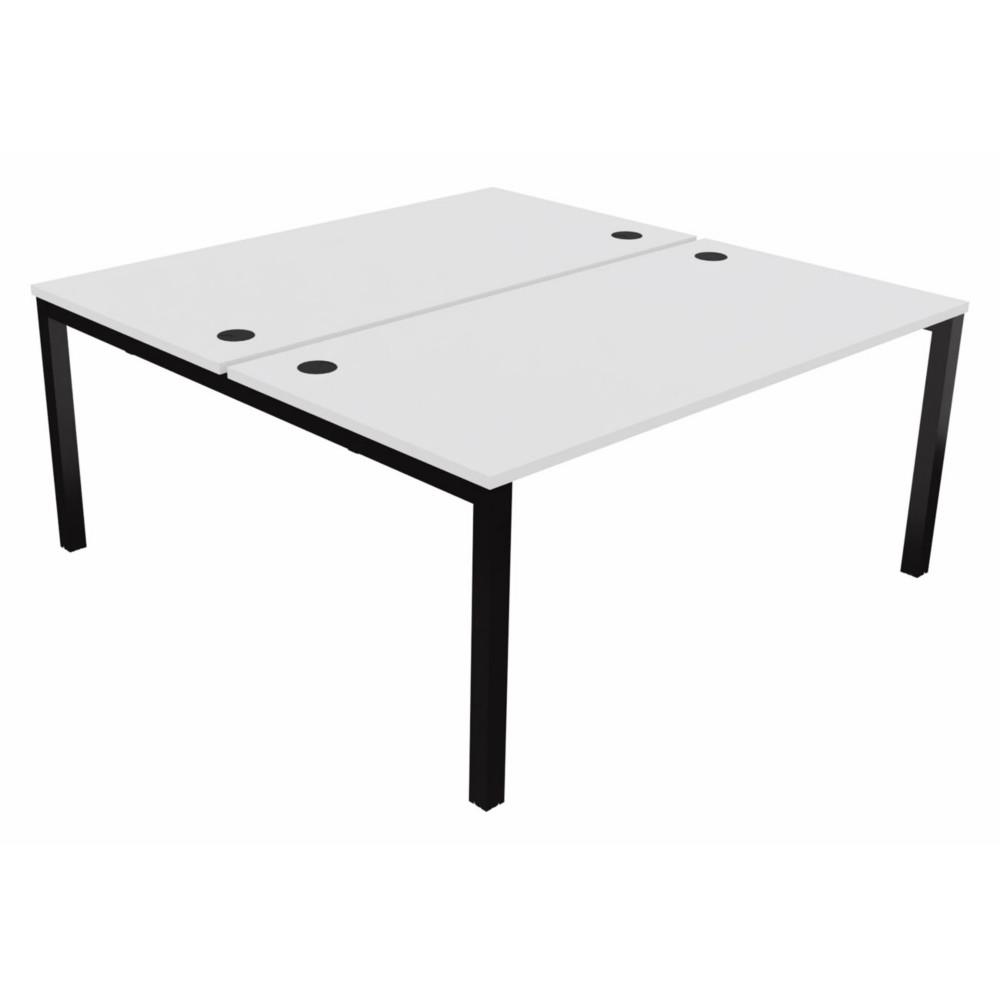 Bureau bench 2 postes Osmose d�part L160 x P163 cm Plateaux Blanc Pieds m�tal Noir