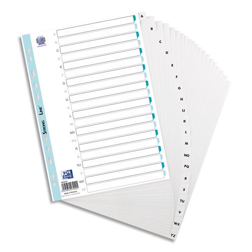 Intercalaires alphabetique Elba - polypropylne 15/100e - A4 - coloris blanc - 20 positions