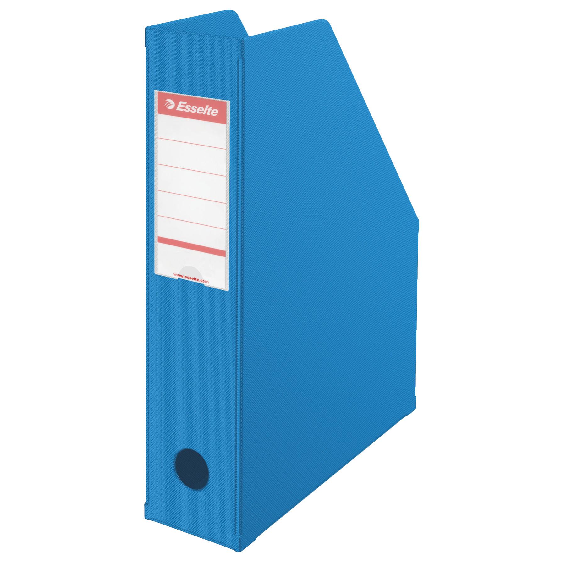 Porte-revues PVC Esselte - dos 7 cm - pour format A4 - 210 x 297 mm - H. 318 mm x l. 72 mm x P. 242 mm - bleu
