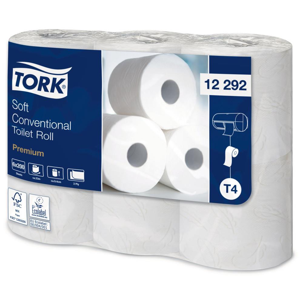 Papier toilette Tork double �paisseur T4 Premium doux blanc - 12292 - Lot de 6 rouleaux de 200 feuilles
