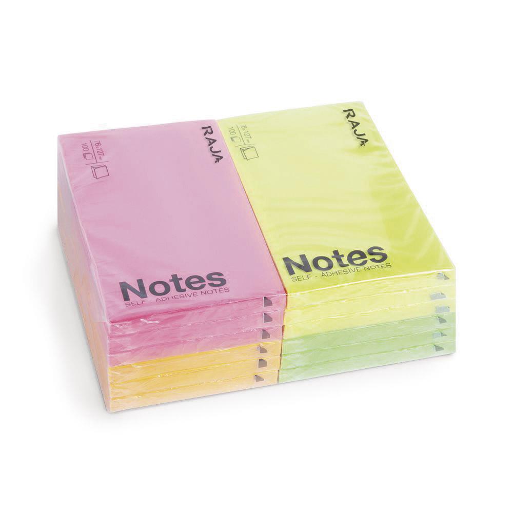 Bloc de 100 feuilles repositionnables Pergamy - 7,6x12,7 cm - coloris assortis non