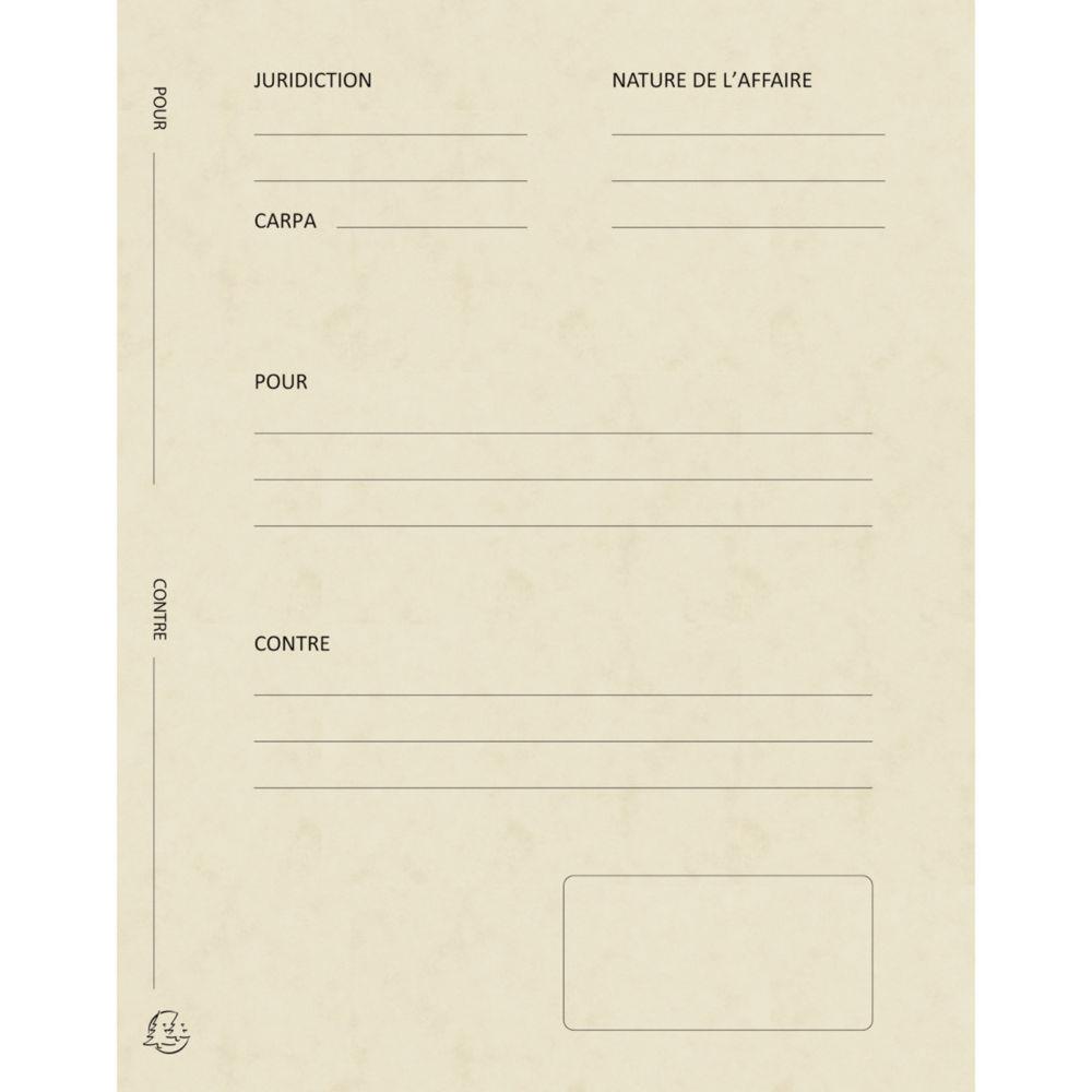 Dossiers de plaidoirie Exacompta pr-imprims en carte lustre coloris ivoire - Lot de 25