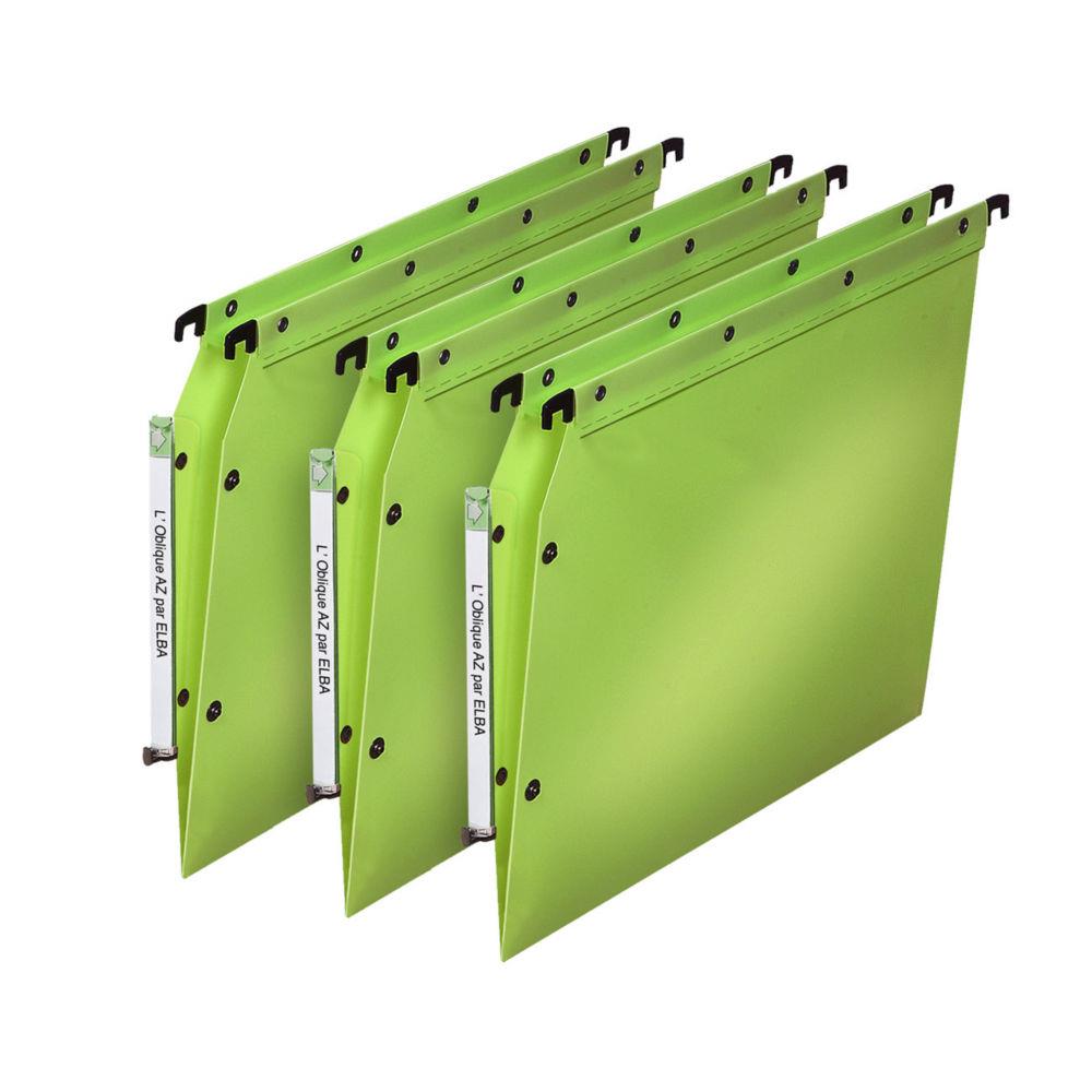 Dossier suspendu PP Ultimate pour armoires - en polypropylne - boutons-pression - fond V - vert opaque