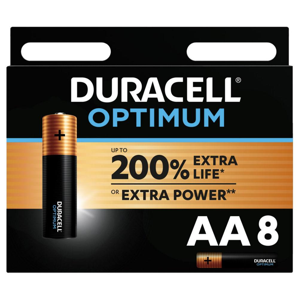 Pile alcaline AA / LR6 Duracell Optimum - lot de 8