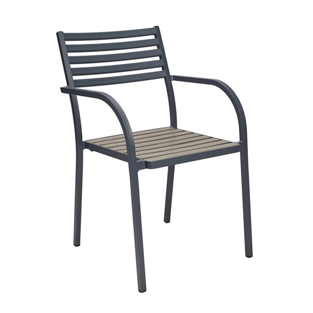 Chaise d'extrieur Gaa avec accoudoirs - Aluminium laqu - Anthracite