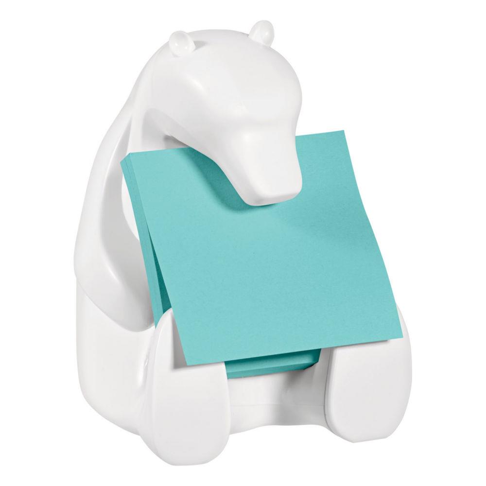 Dvidoir Post-It Z-Notes - forme ours polaire - avec 1 bloc Z-Notes - 90 feuilles - 76x76 mm - bleu ocan